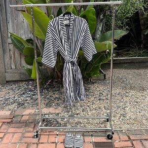 Business & Pleasure Robe & Slipper Set - Lauren's Navy Stripe